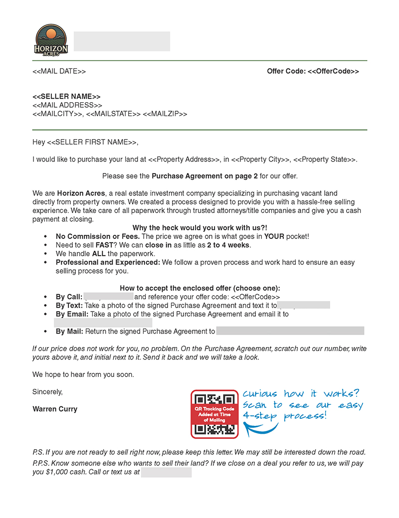 Land Investment Marketing Case Study, $25,000 in Profit